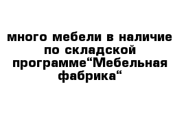 много мебели в наличие по складской программе“Мебельная фабрика“